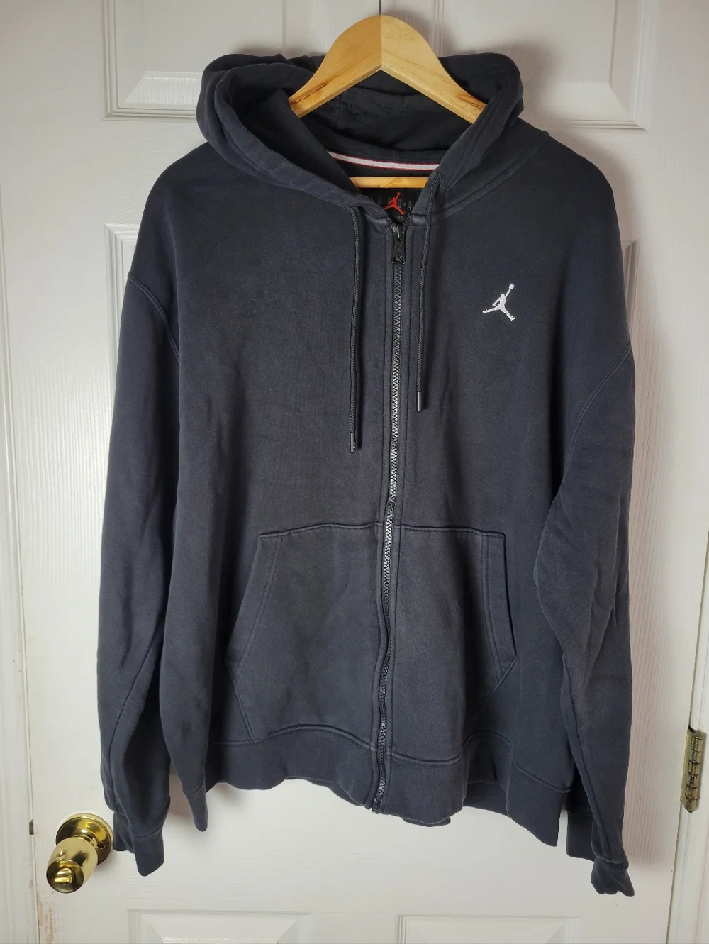 Jordan Brand Full-Zip Hoodie Black Fleece Sweatshirt Mens Size XL